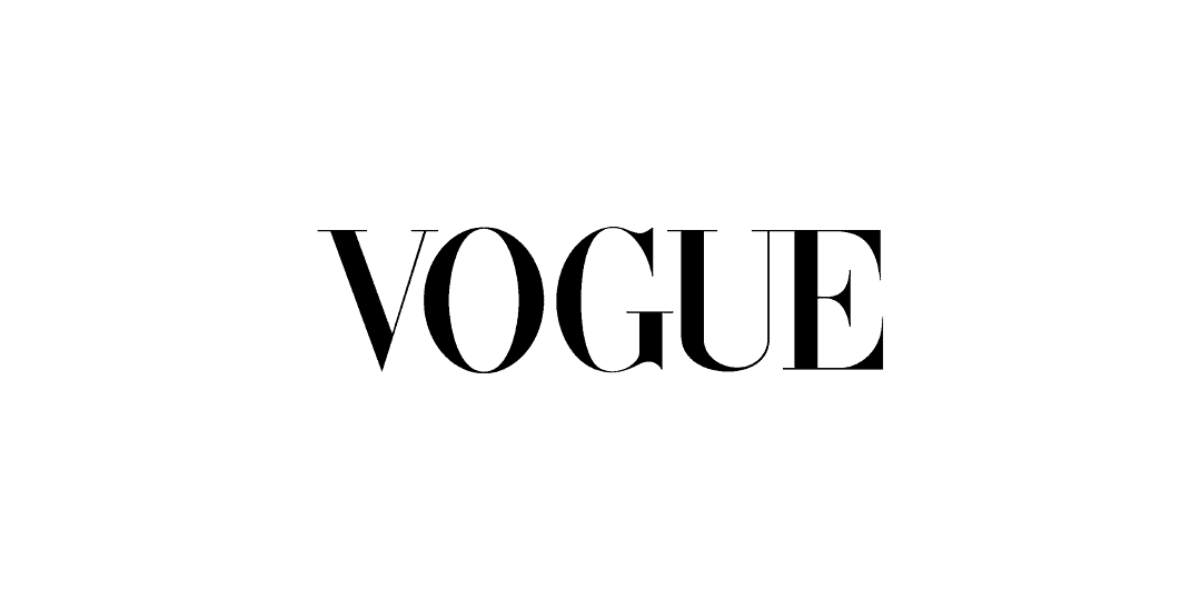 Vogue logo in bold black letters on a white background.